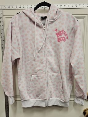 Betty Boop Light Pink Heart Zip-Up Hoodie